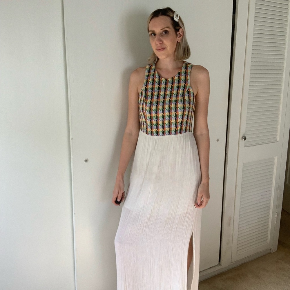 Vintage multi color high neck dress